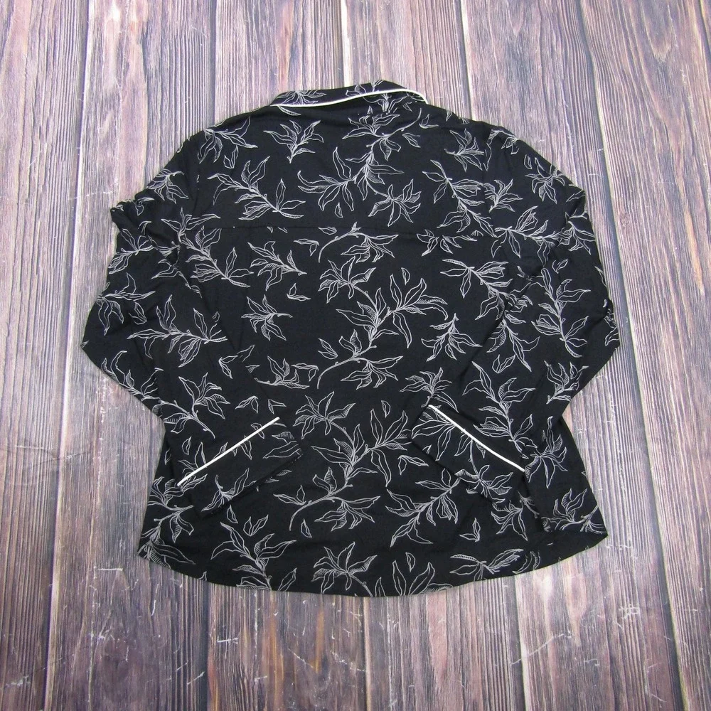 Cozy Earth Pajama Top Womens S Black Botanical Floral Viscose Spandex Button - Picture 5 of 7